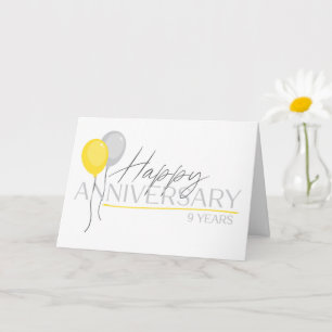 Employee 9th Anniversary Font Duo and Balloons Card
