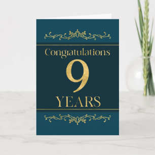 Employee 9th Anniversary Stylish Formal Elegant Card