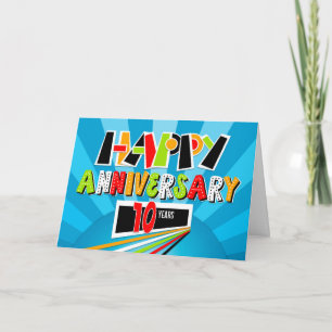 Employee Anniversary 10 Years Bright Bold Fun Card
