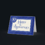 Employee Anniversary 10 Years - Text Swirls Blue Card<br><div class="desc">This is a 10 Years Employee Anniversary Card featuring the centrally placed text 'Happy Anniversary' written in blue in an attractive font with swirls on some of the letters. The text also has a silver sparkle effect edging to the right and a slight damask texture overlay. The text is on...</div>