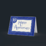 Employee Anniversary 10 Years - Text Swirls Blue Card<br><div class="desc">This is a 10 Years Employee Anniversary Card featuring the centrally placed text 'Happy Anniversary' written in blue in an attractive font with swirls on some of the letters. The text also has a silver sparkle effect edging to the right and a slight damask texture overlay. The text is on...</div>