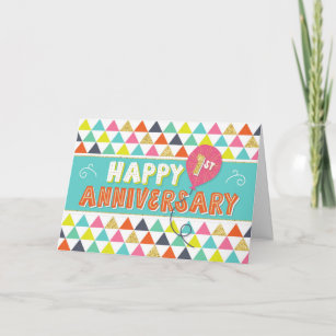 Employee Anniversary 1 Year - Colorful Pattern Card