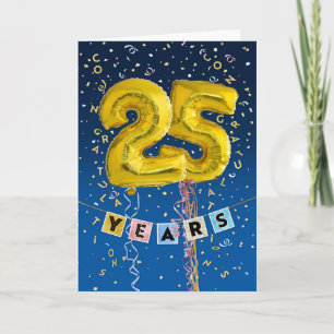 Employee Anniversary 25 Years - Gold Balloons Card