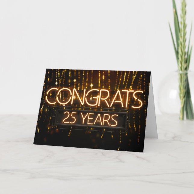 Employee Anniversary 25 Years - Neon Sign Card (Front)