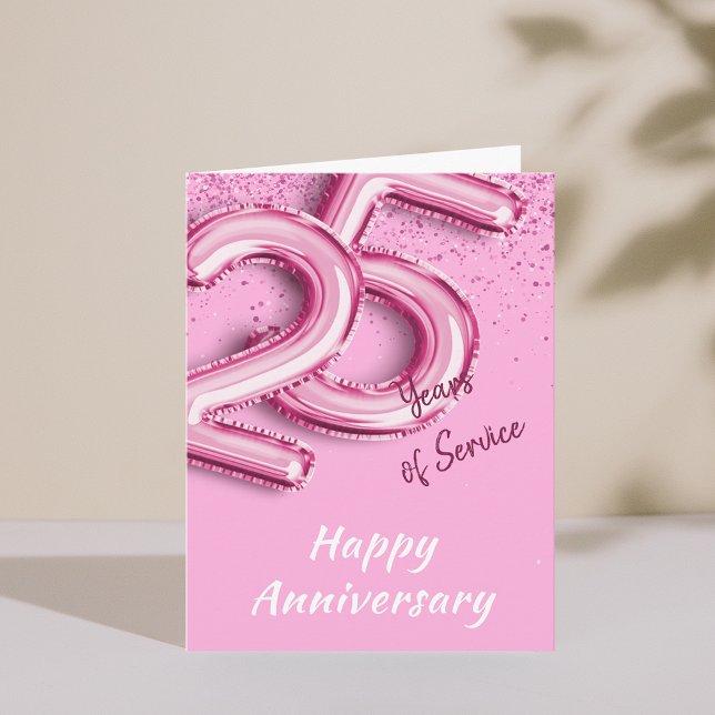 Employee Anniversary 25years PinkBalloon Fold Card (Employee Anniversary 25 Years PinkBalloon Fold Card)
