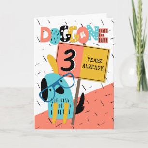 Employee Anniversary 3 Years Comic Dog Card