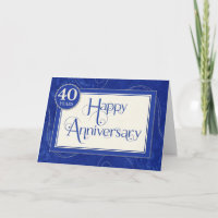 Employee Anniversary 40 Years - Text Swirls Blue