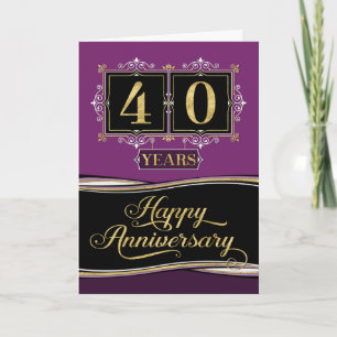 Employee Anniversary 40 Yrs Decorative Formal Plum Card