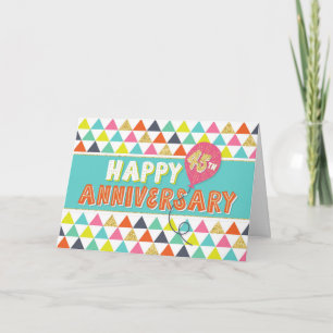 Employee Anniversary 45 Years - Colourful Pattern Card
