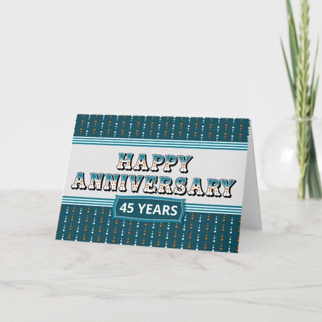 Employee Anniversary 45 Years Decorative Text Card (Front)