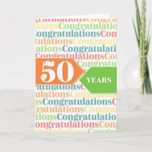Employee Anniversary 50 Years Colourful Pattern Card