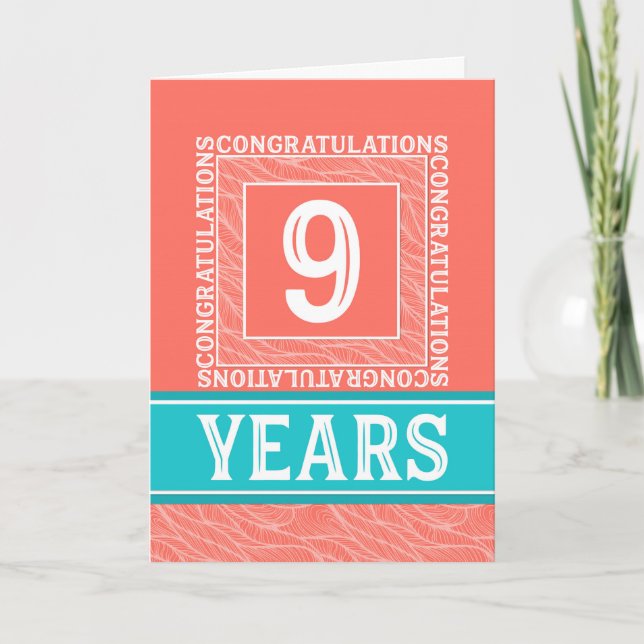 Employee Anniversary 9 Years - Decorative Card (Front)