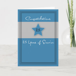 Employee Anniversary Blue and Gray, 25 Years Card