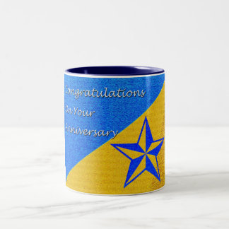 Employee Anniversary Blue Star Two-Tone Coffee Mug