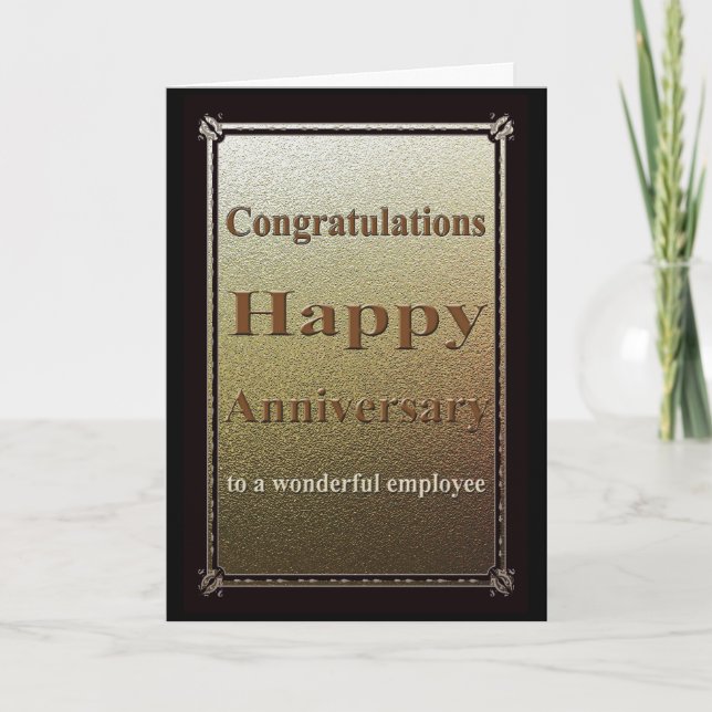 Employee Anniversary Card Elegant Black (Front)