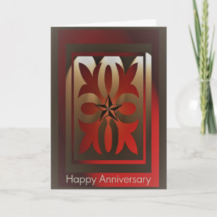 Employee Anniversary Card Elegant Red and Gold