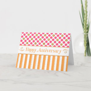 Employee Anniversary - Orange Pink Card