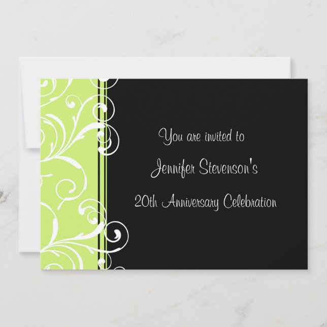 Employee Anniversary Party Invitations Green Black (Front)
