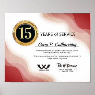 Employee anniversary recognition certificate poster