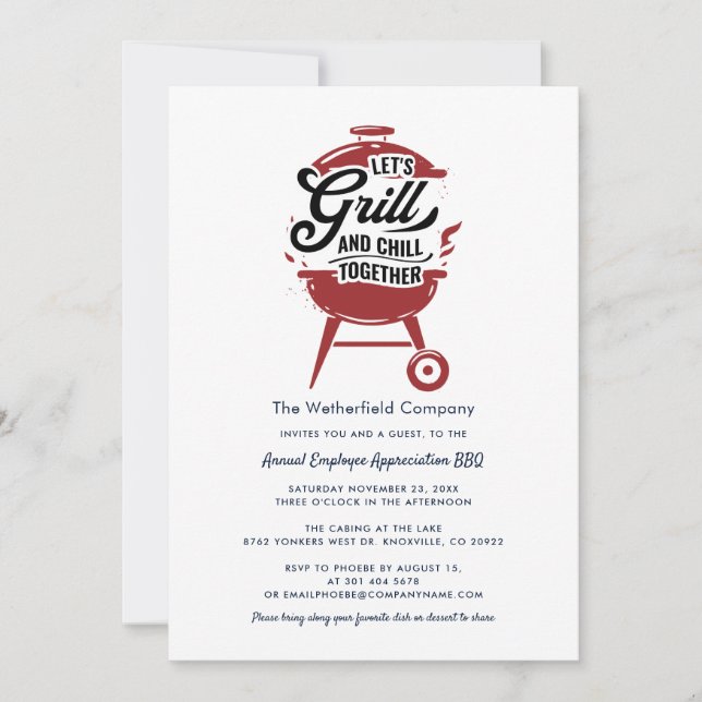 Employee Appreciation BBQ Grill and Chill Event Invitation (Front)