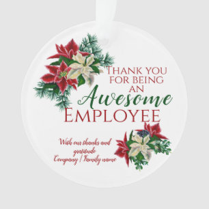 Employee Appreciation Festive Floral Flower White Ornament