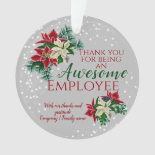 Employee Appreciation Festive Floral Poinsettia Ornament