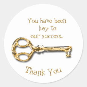 Employee Appreciation Gold Silver Key Business Classic Round Sticker