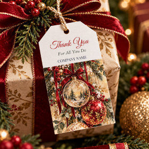 Employee Appreciation Red Gold Christmas Thank You Gift Tags