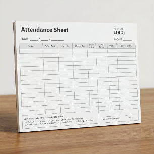 Employee Attendance Log Daily Timesheet Notepad