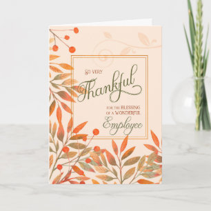 Employee Autumn Harvest Leaves Thanksgiving Holiday Card
