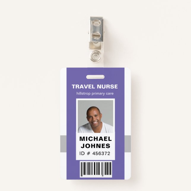 employee bar code photo name tag ID badge (Front with Clip)