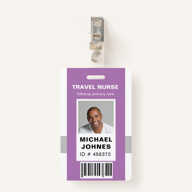 employee bar code photo name tag ID badge (Front with Clip)