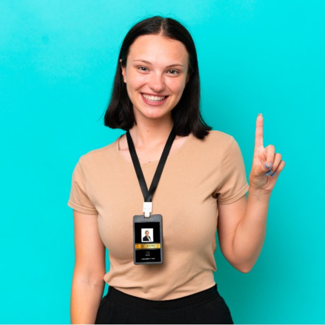 Employee Barcode Logo Name Scan Gold Vertical ID Badge (Employee Barcode Logo Name Scan Gold Vertical Badge)