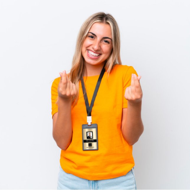 Employee Barcode Logo Name Scan Sepia Gold ID Badge (Employee Barcode Logo Name Scan Sepia Gold Badge)