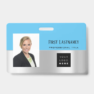 Employee Barcode Logo Name Scanner Gray Ocean ID Badge