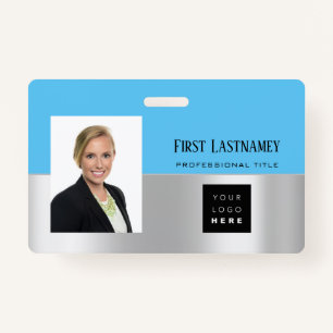 Employee Barcode Logo Name Scanner Grey Ocean ID Badge