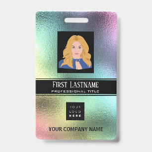 Employee Barcode Logo Name Scanner Vertical Hologr ID Badge