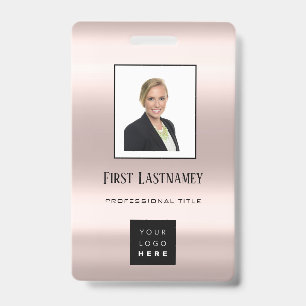 Employee Barcode Logo Name Scanner White Rose ID Badge