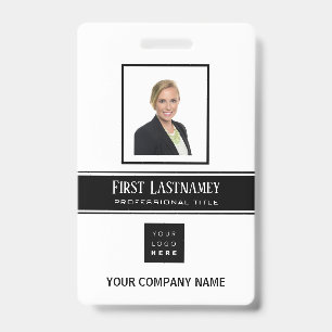 Employee Barcode Logo Name Scanner White Vertical ID Badge