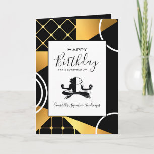 Employee Birthday Add Logo Elegant Card