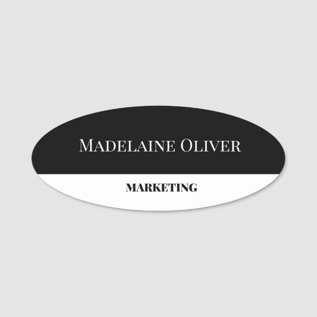 Employee Black White Logo Simple Name Tag (Front)