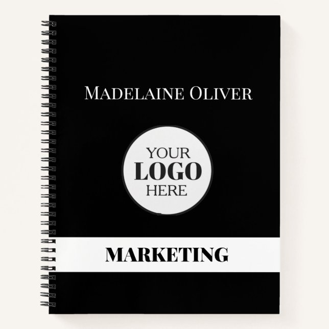 Employee Black White Logo Simple Spiral Notebook (Front)