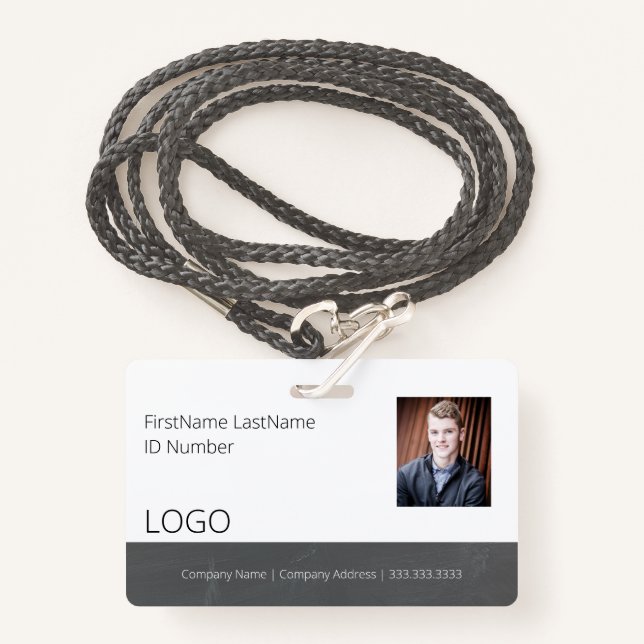 Employee Chalkboard Look ID Badge with Barcode (Front with Lanyard)