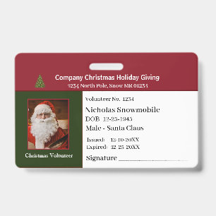 Employee Christmas Photo ID Identification Custom Badge