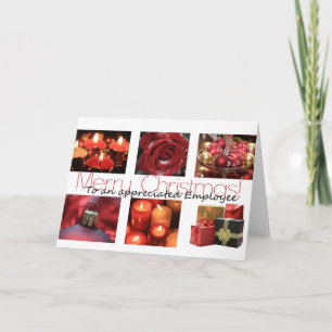 Employee Christmas red, black & white Winter Holiday Card