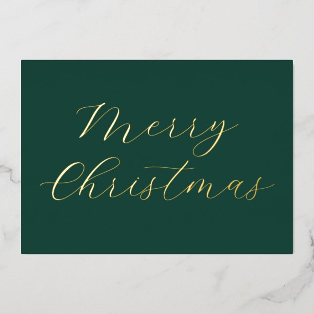 Employee Christmas Wishes Business Name Gold Foil Holiday Card (Front)