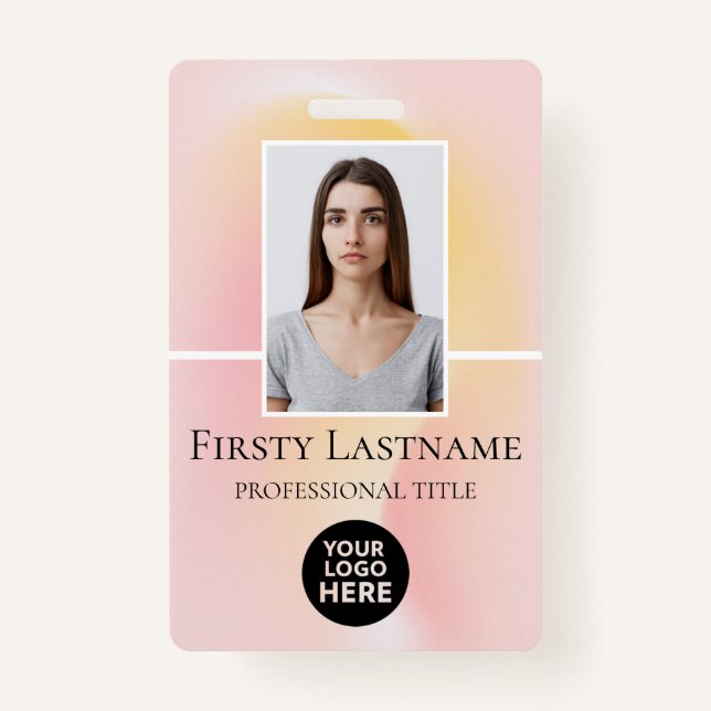 Employee Custom Photo, Barcode, Logo, Name ID Badge (Front)