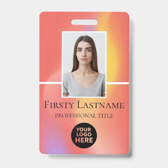 Employee Custom Photo, Barcode, Logo, Name ID Badge (Front)