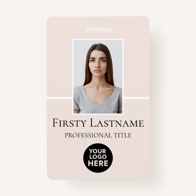 Employee Custom Photo, Barcode, Logo, Name ID Badge (Front)