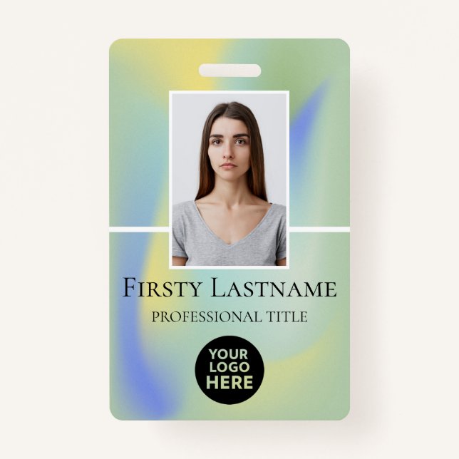 Employee Custom Photo, Barcode, Logo, Name ID Badge (Front)